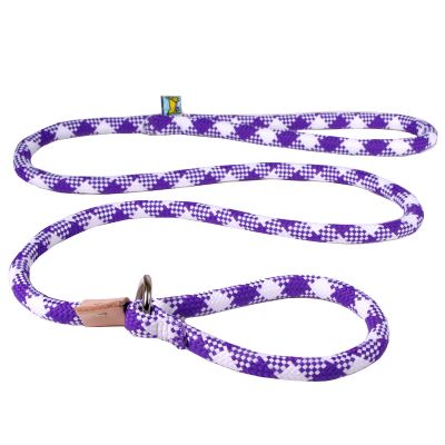 Purple & White Plaid Round Braided Rope Slip Lead 3/4" x 5ft