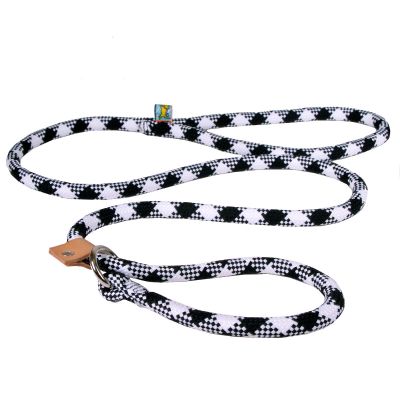 Black & White Plaid Round Braided Rope Slip Lead 3/4" x 5ft